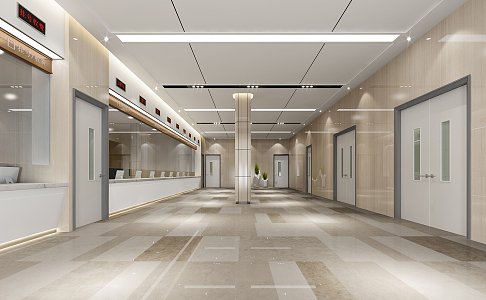 Modern Hospital Medical Insurance Western Medicine Payment Registration Center 3d model