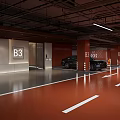 Modern Underground Parking Garage B3 Level with Elevator Entrance Marked Floors and Parked Vehicles