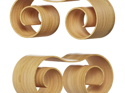 Modern Light Luxury Outdoor Chair With Bamboo Curved Design And Stylish Comfortable Structure 3d model
