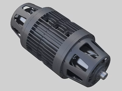 High Efficiency Industrial Motor Featuring Durable Housing And Cooling Fins Design 3d model