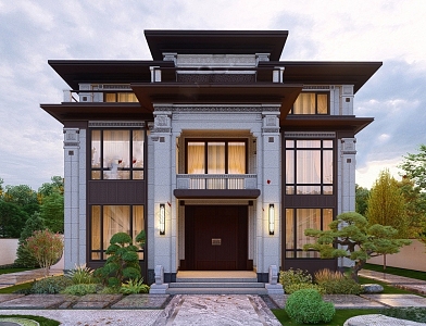 New Chinese-style Villa Self-built 3d model