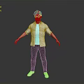 Man Wearing White Shirt Black Pants White Shoes And Glasses Standing With Arms Outstretched