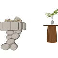 French side corner middle style side round side low stool 3d model