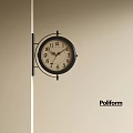 Poliform Classic Round Wall Clock With Black Frame White Dial And Metal Bracket 3d model