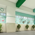School Science Classroom Area With Periodic Table Wall Decor Experiment Illustrations And Green Plants