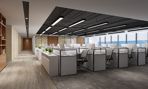 modern public office area large office area 3d model