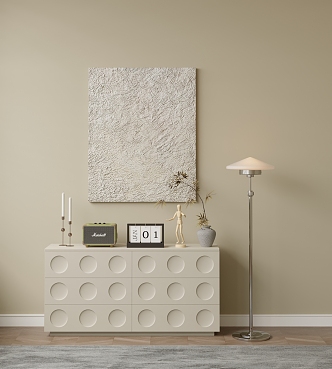 Modern Cream Style Decorative Cabinet 3d model