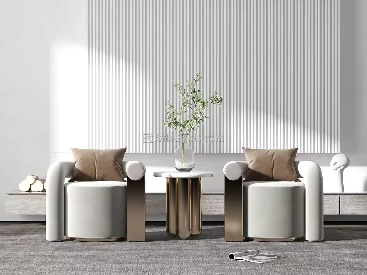 Modern Casual Sofa Combination Single Sofa Coffee Table Combination 3d model