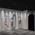 Modern Shopping Mall Retail Store With Glass Shelves Product Display And Lighting Fixtures