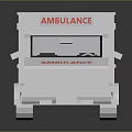 White Ambulance Vehicle With Red Blue Stripes And Medical Emblem