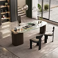 Modern Minimalist Tea Table and Chairs with Glass Top and Wooden Legs in Interior Design