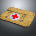 Yellow Canvas Medical First Aid Kit With Red Cross Symbol For Emergency Medical Use