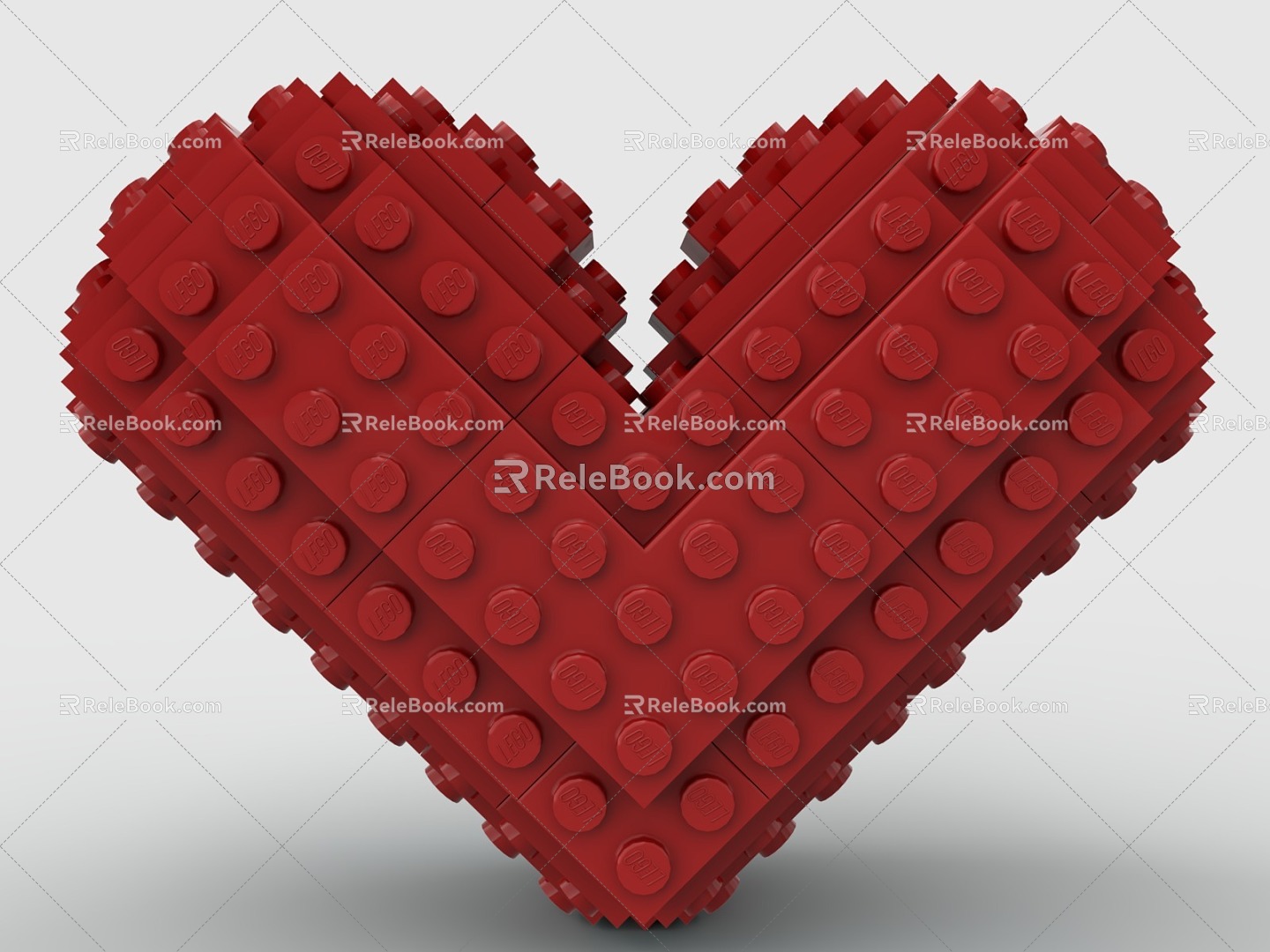 Lego toy love love heart shape red heart 3d model