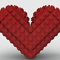 Lego toy love love heart shape red heart 3d model