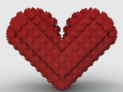 Lego toy love heart shape red heart 3d model