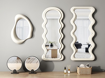 Cream-style Dressed Mirror Floor Mirror Fitting Mirror Hanging Mirror Full-body Mirror Bathroom Mirror Bathroom Mirror 3d model