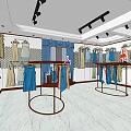 Clothing Store Interior With Various Clothes On Hangers Mannequins And Spotlights
