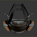 Firefighting Equipment Gas Mask with Adjustable Head Straps Transparent Face Shield and Orange Filters