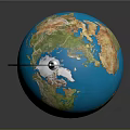 Blue World Globe With Brass Base And Rotating Metal Stand