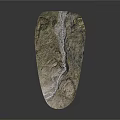 Irregular Shaped Rock With Green Moss And White Stripe On Dark Background