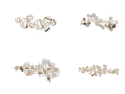 Modern Geometric Wall Decor With Circular Abstract Metal Hanging Designs 3d model