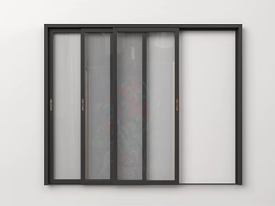 Modern Interior Sliding Doors With Black Frame And Glass Panel Design 3d model