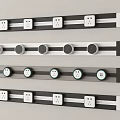 Modern Switch Panels With Multiple Sockets And Round Buttons Black White Design 3d model