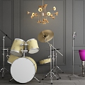 Modern Drum Set Musical Instruments Drum Set Mike 3d model