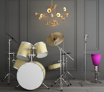 Modern Drum Set Musical Instruments Drum Set Mike 3d model