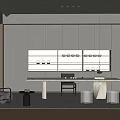 Modern Open Concept Tea Room Interior Design With Long Table Wooden Chairs And Storage Cabinets