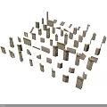 Modern Building Models Arranged in Urban Planning Layout with Diverse Structures