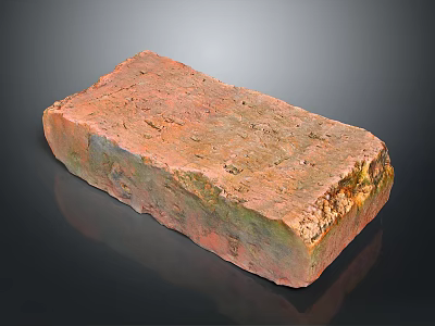 Rustic Natural Red Brick With Rough Textured Surface Isolated On Dark Background 3d model