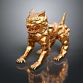 Golden Qilin Statue In Standing Pose With Intricate Details And Shiny Surface