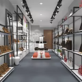 Fashionable Modern Boutique With Stylish Bags And Shoes On Black Metal Shelves