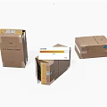 Cardboard Shipping Boxes With Sealed Tape And Labels On White Background