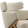 Light Beige Single Sofa With Soft Fabric Cushion And Wooden Frame Modern Design