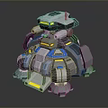 Sci Fi Mechanical Character Creature Design With Gray Blue Yellow Accents And Armor Plates