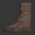 Vintage Brown Leather Boots with Distressed Finish and Buckle Straps