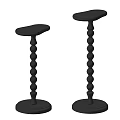 Black Classic Side Table With Round Top And Beaded Column Base 3d model