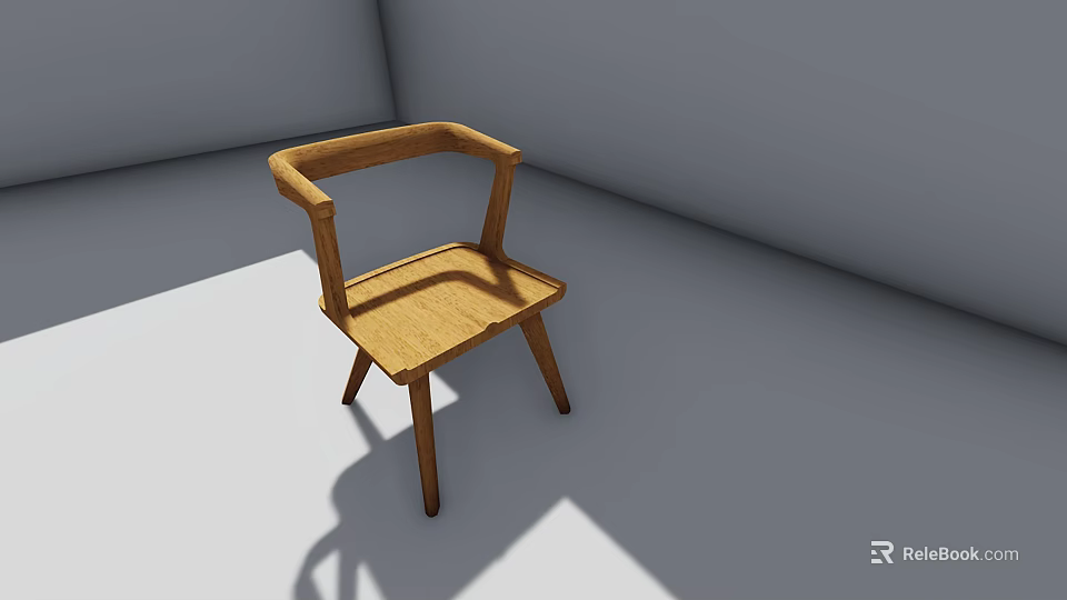 Simple Wooden Single Chair With Armrests For Indoor Home Decor 3d model 
