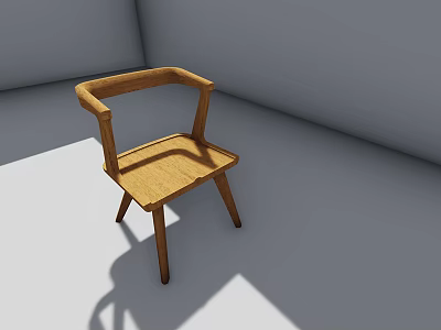 Simple Wooden Single Chair With Armrests For Indoor Home Decor 3d model