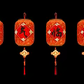 Traditional Red Chinese Lanterns with Ornamental Tassels and Festive Characters for Holiday Decorations