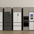 Modern Refrigerators With Digital Screen And Sleek Gray White Cabinet Design 3d model