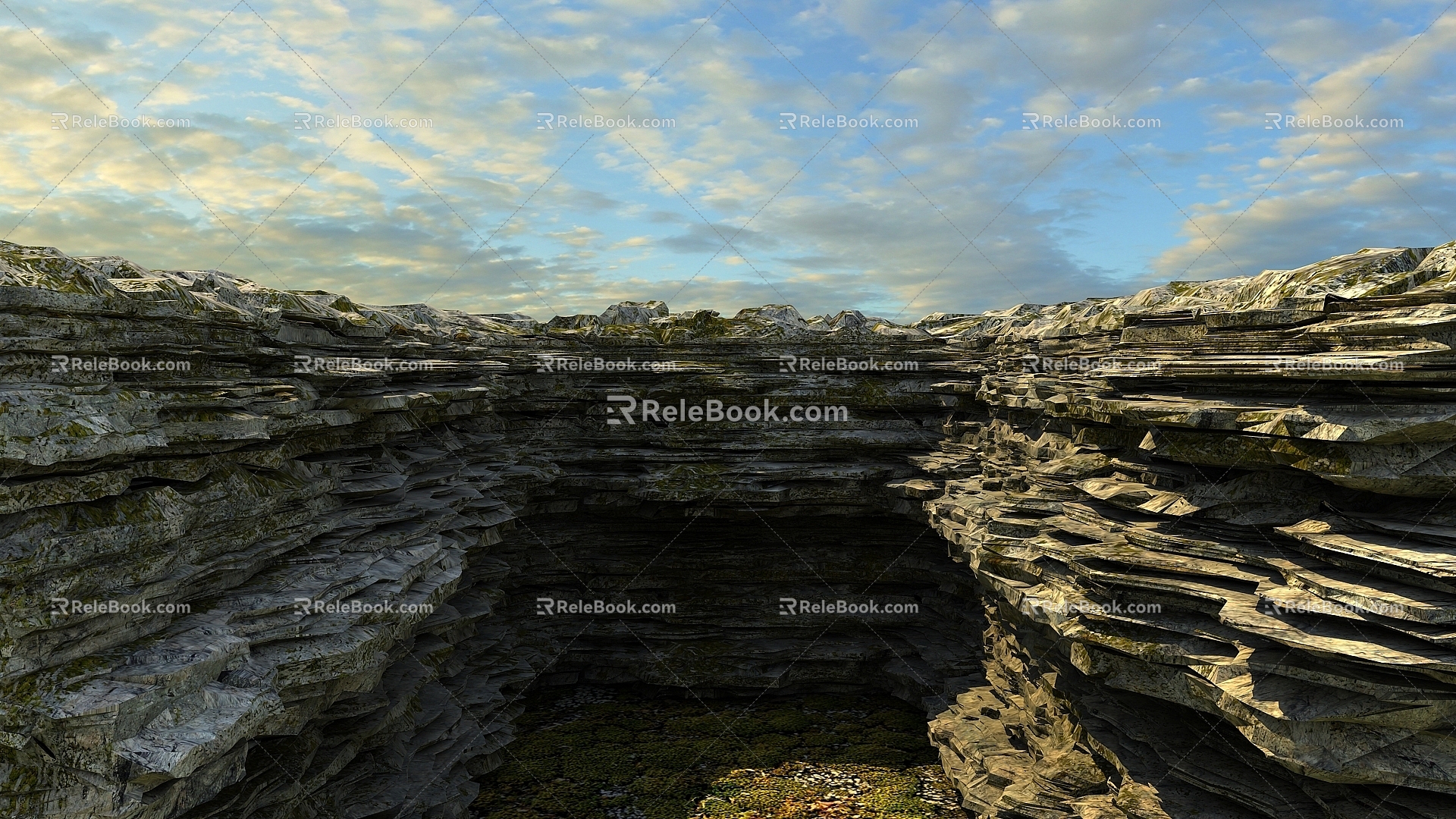 Cliff Mountain Wasteland Ancient Ruins City of Civilization Cliff Stone Mountain Gravel Mountain Ancient Scene Dinosaur Age 3d model