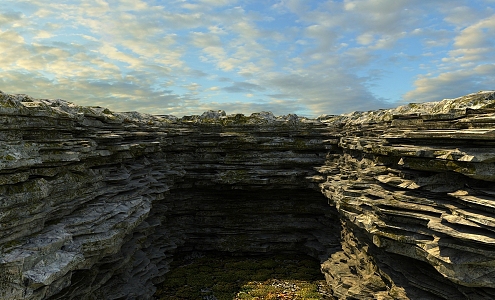 Cliff Mountain Wasteland Ancient Ruins City of Civilization Cliff Stone Mountain Gravel Mountain Ancient Scene Dinosaur Age 3d model