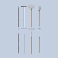Essential Household Cleaning Tools Including Broom Rake Fork And Brushes For Home Use