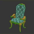Ornate Armchair With Orange Carved Frame Dark Brown Tufted Cushion And Ornate Legs