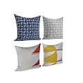 Decorative Throw Pillows With Geometric Patterns In Blue Gray Orange Yellow 3d model