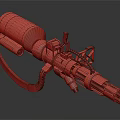Futuristic Tactical Weapon With Multiple Barrels Red Accents And Mechanical Design