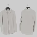 Light Colored Long Sleeve Shirt on Hanger with Front and Back View